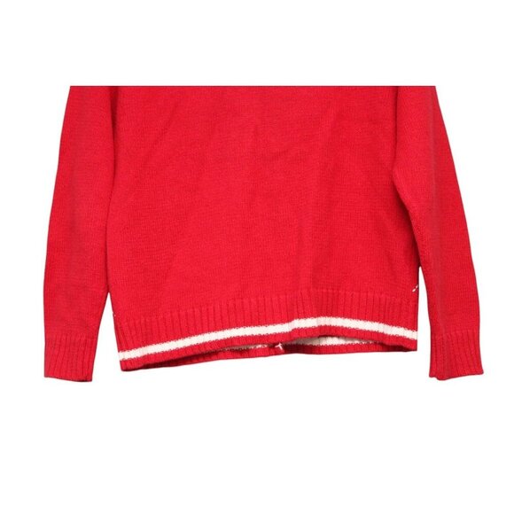 Vintage 90s Cardigan Sweater Small Petite Colorful Snowman Holiday Winter Ramie - Picture 11 of 11